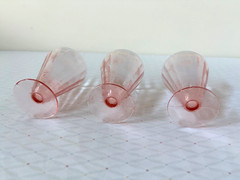Vintage Pink Depression Floral Poinsettia Pattern Lot of 3 Glasses by Jeannette