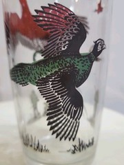 Vintage 1950s Pheasant Hunting Glasses Set of 4 RARE Green Hunter Dog Tumblers