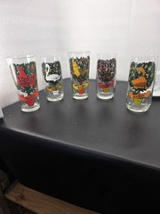 Vintage 12 Days of Christmas Drinking Glasses Lot of 5 Holiday Tumblers Mixed