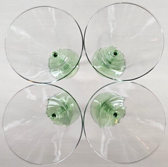 4 Libbey Courbe Martini Glasses Set Zig Zag Wavy Green Stemware Bar Drinking Lot