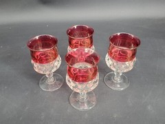 Vintage King’s Crown Cranberry Flashed by Tiffin-Franciscan Water Goblets 4 pcs
