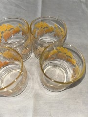 Vintage Libbey Dandelion Autumn 4oz. Juice Glasses Orange Yellow Set of 4