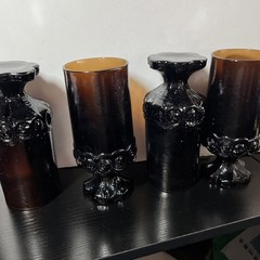 Vintage MCM Tiffin Franciscan Madeira Smoke Brown Footed Water Goblets Set of 4