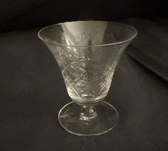 Set Of 4 Libby Rock Sharpe 3006–7 Crystal Champagne, Coupe Etched Wheat Basket