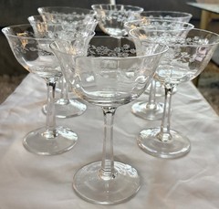 Lenox Castle Garden Crystal Champagne / Sherbert Tall 5.5″ Set of 8 Floral VNTG