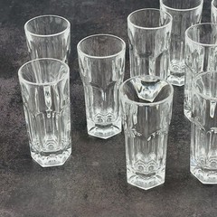 6 Vintage Crystal Shot Glasses Paneled Design 3.25″ Tall Weighted Bottom