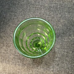 VINTAGE HAZEL ATLAS GREEN URANIUM GLASS GOBLET COLONIAL BLOCK Glows Stemmed Wine