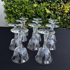 VTG Etched Crystal Champagne Coupe Glasses Set Of 11 Floral Cut Stemware Rock
