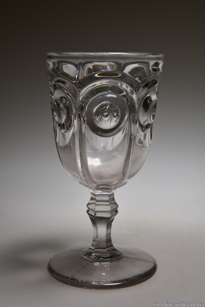 c 1868 LAWRENCE by New England Glass COLORLESS FLINT 6 5/8″ H Goblet