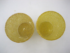 Spaghetti String Juice Glasses Drizzle Rubber Yellow MCM Set of Two