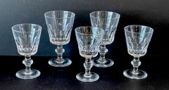 ATLANTIS Cut Crystal 3 Cordial Stem 2 Wine Glasses Hand Blown Portugal Set of 5