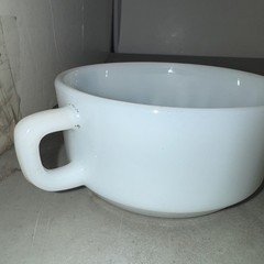 2 Vintage Anchor Hocking Fire King Soup Chili Bowl Cup Mug W/ Full Round Handle