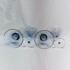 VTG 4 Blue Tint Crystal Margarita Stem Glasses 3″Dep 3.5″Basex5″Diax6.5″H *READ*