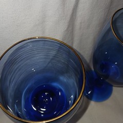 Vintage Libbey Cobalt Blue Wine Glasses Water Goblets. Set Of 2. Brand New