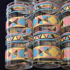 8 Vtg 12oz Culver Southwest Aztec Native American Highball Glasses Glass Juice