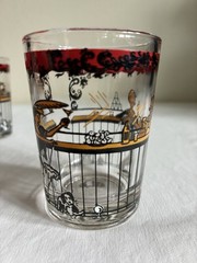 3 Vintage HAZEL ATLAS Shot Glasses GAY 90’S MCM Double Shot 1950’s Saloon Bar