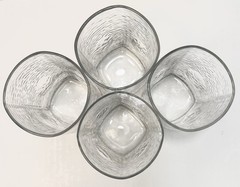 Set of 4 Vintage Libbey Crisa Clear Dimpled Pinched Grip Glass Tumblers 18oz