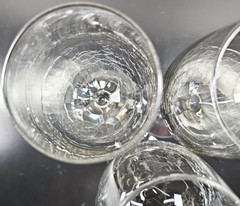(3) Pier 1 Smoke Crackle White Wine Glasses Set Elegant Clear Drink Stemware Lot