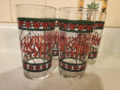Set/4 VTG Libbey 1980’s «Seasons Greetings» 5.25″ Holiday Christmas Glasses