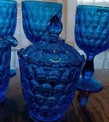 Fenton Royal Blue Wine Glasses 3 Sugar Bowl And Milk Vase Beautyful Blue