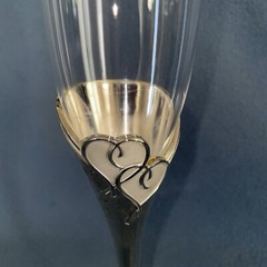 Lenox True Love Champagne Flutes Set 2 Toasting Glasses Silverplated Stem 812613