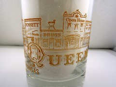 Border Queen Caldwell KS Cattle Town Red Light Saloon Old Fashioned Glass Vtg