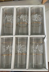 Vintage Circleware Duchess Collection lloz Highball Floral Gold Pattern Set