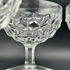 Fostoria American Cube Low Sherbet Glasses Set 4 3⅜″ 1930s Vintage
