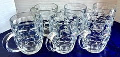 Set of 6 Arcoroc 20 oz Beer (or other) Mugs Clear Glass France Fast Shipping!