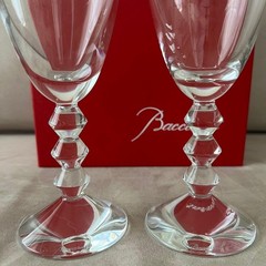 Baccarat Vega Crystal Wine Glass Pair Set 18cm w/ Box Excellent Condition