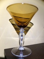 Set Of 3 Polish Glass Amber Goblet Champagne Water Wine Vintage Poland