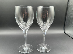 RARE Pair of TIFFANY & CO. Crystal Denise Red Wine / Water Goblet Glasses MINT