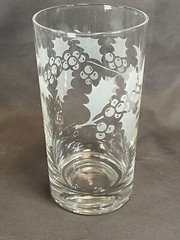 Vintage-Holiday Glass Tumblers-Set of 7-Holly & Berry Etched–Mid-Century Style