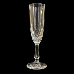 4 Ornate Cut Crystal Clear Champagne Flutes Anchor Hocking Canfield 8-1/8”t