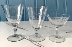 VTG 8 Susquehanna Cut Glass Fantasy Pattern Champagne Tall Sherbet 4.25″ T 6 oz