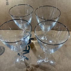 4 Lenox Montclair Platinum Trim Crystal 7” Water Wine Goblet