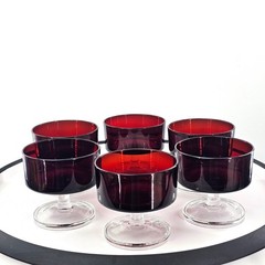 VTG Arcoroc Cristal D’Arques Luminarc Ruby Red Glass Dessert Made in France Set