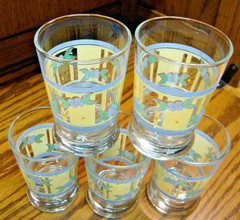 Vtg Lot (5) Spring-Time Purple Pansy Tumblers 3.75″ tall Juice Drink Glasses X11