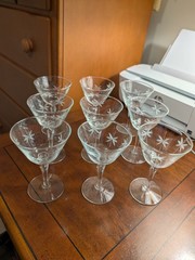 Set of 9 Beautiful Wine glasses Etched with Floral Design