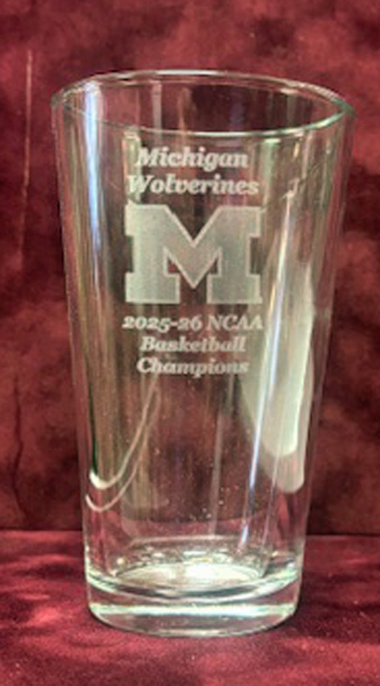 Michigan Wolverines 2025 – 2026 National Champions 16 oz heavy duty pint glass