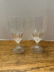Set of 2 MIKASA Full Lead Crystal PARK LANE 7¼» ICED TEA FOOTED GLASSES * MINT
