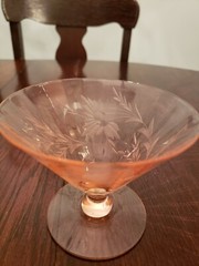  Vintage Blush Pink Depression Dessert Custard Sherbert Cup Elegant Wheel Cut 