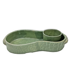 2 pc contemporary KING MAINE kiln art pottery – crackers & dip bowl – stunning