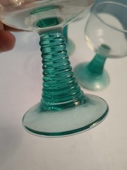 Luminarc Green /Teal Beehive Stem 4.5 Fluid Oz Small Wine Glasses – Set Of 3