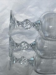 Bohemian Crystal Claudia 6.5” Wine Glasses Faceted Prism Ball Stem Set of 3