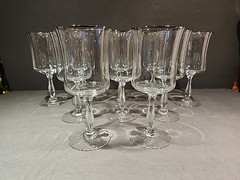 Noritake RHYTHM Clear Water Goblets Platinum Trim 7″ EXC
