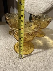 3 Vintage Bartlett Collins Manhattan or St. Genevieve amber glass sherbet cups