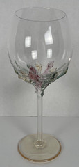 Wine Glass ION TAMAIAN Art Pastels Pink Green Hand Blown Applied Glass Romania