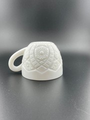 Vintage McKee Punch Cup Concord White Milk Glass Floral Geometrical Pattern