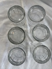 Set of 6 Glass Anchor Hocking Manchester Rocks Whisky Tumbler with Grid Pattern